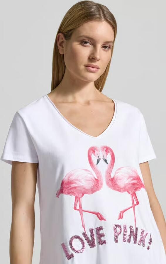 Miss goodlife T-shirt met printmodel 'Flamingo Love Me'