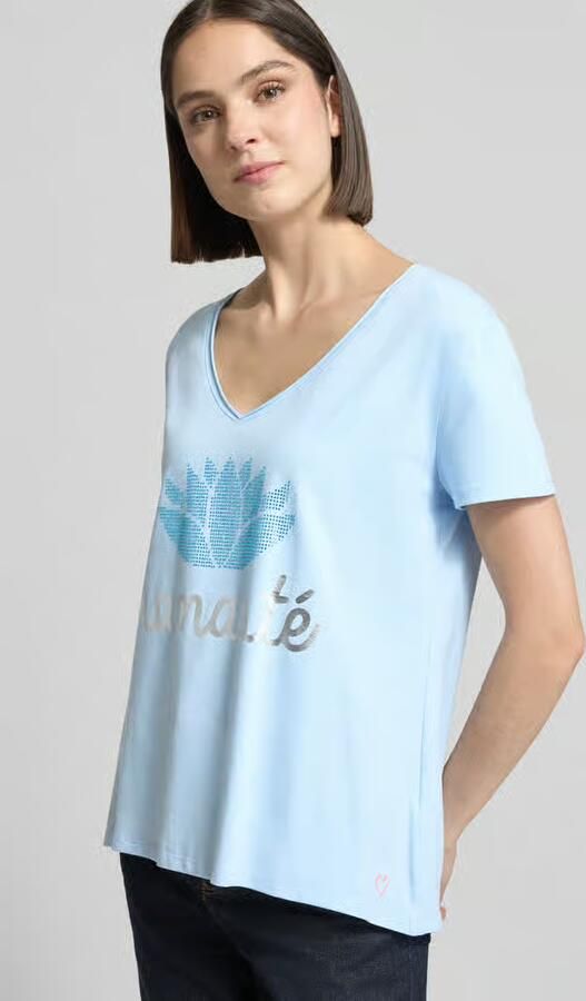 Miss goodlife T-shirt met siersteendecoratie model 'Namaste'