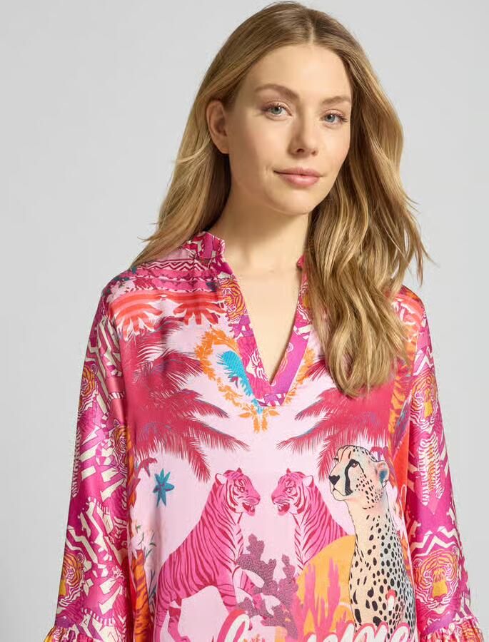 Miss goodlife Tuniekjurk van viscose met trompetmouwen