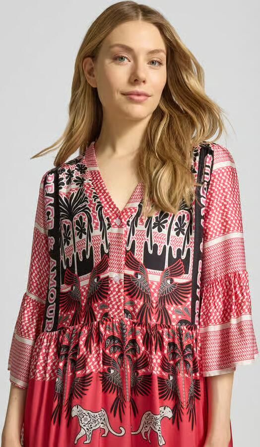 Miss goodlife Tuniekjurk van viscose met trompetmouwen
