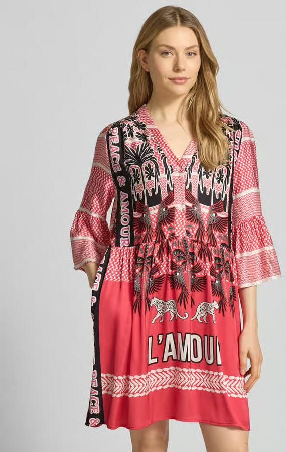 Miss goodlife Tuniekjurk van viscose met trompetmouwen - Foto 2
