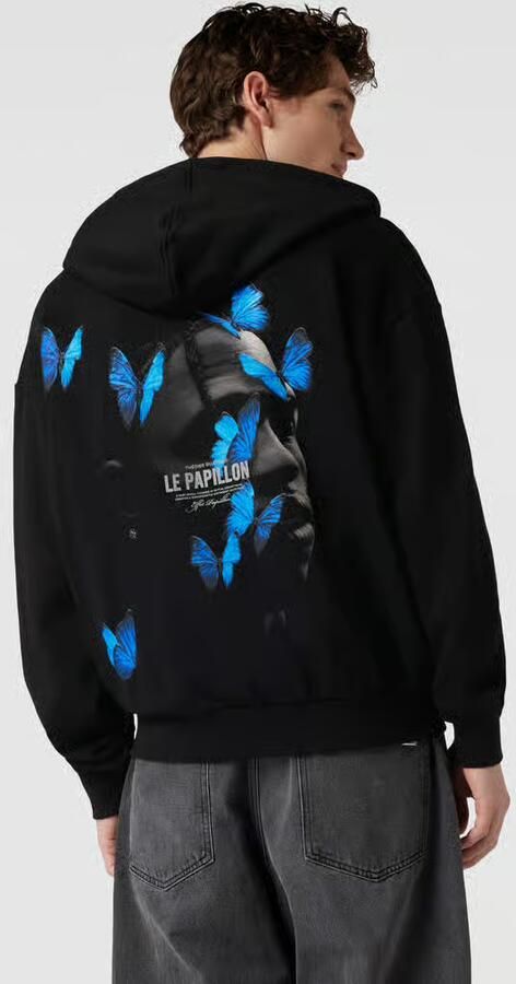Mister tee Sweatjack met motiefprint model 'LE PAPILLON'