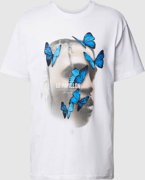 Mister tee T-shirt met motiefprint model 'LE PAPILLON'