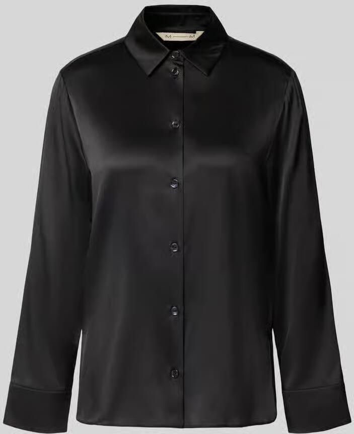 MM by Max Mara Longline blouse met lange mouwen van zijde met labeldetail