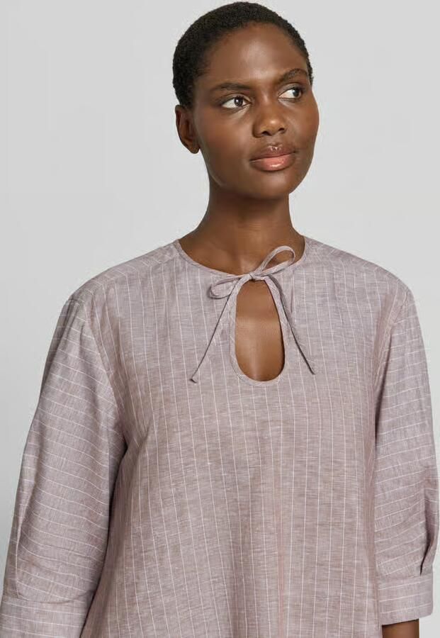 MM by Max Mara Midi-jurk van mix van katoen en linnen met 3 4-mouw