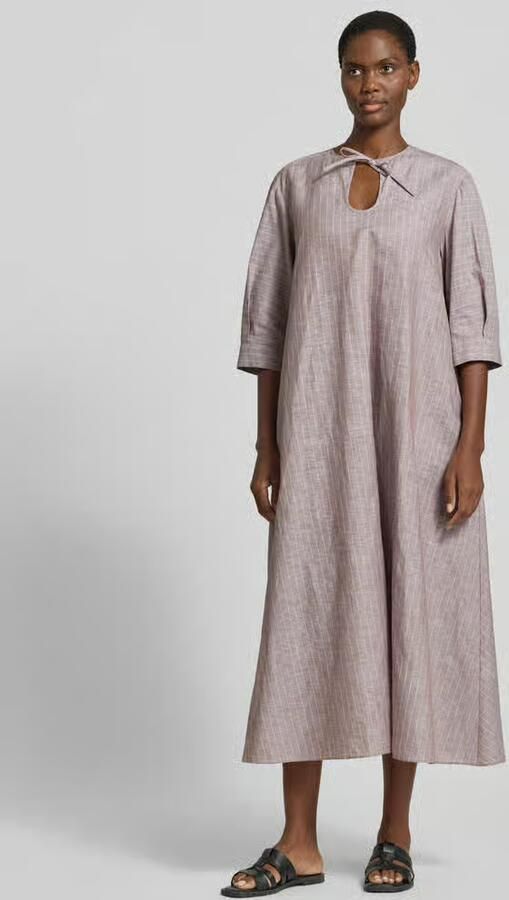 MM by Max Mara Midi-jurk van mix van katoen en linnen met 3 4-mouw - Foto 2