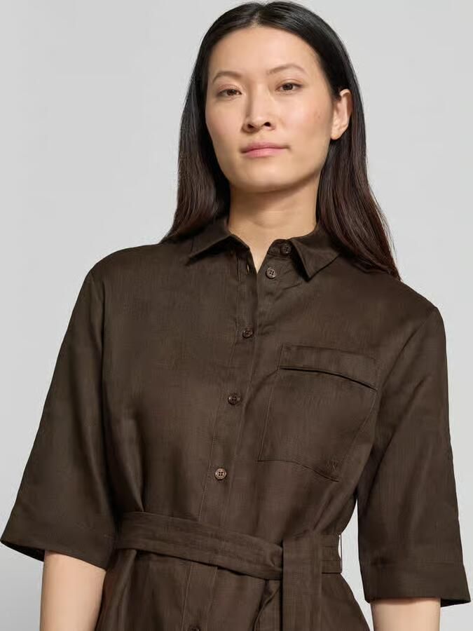 MM by Max Mara Overhemdjurk van linnen met borstzak model 'LTABELLA'