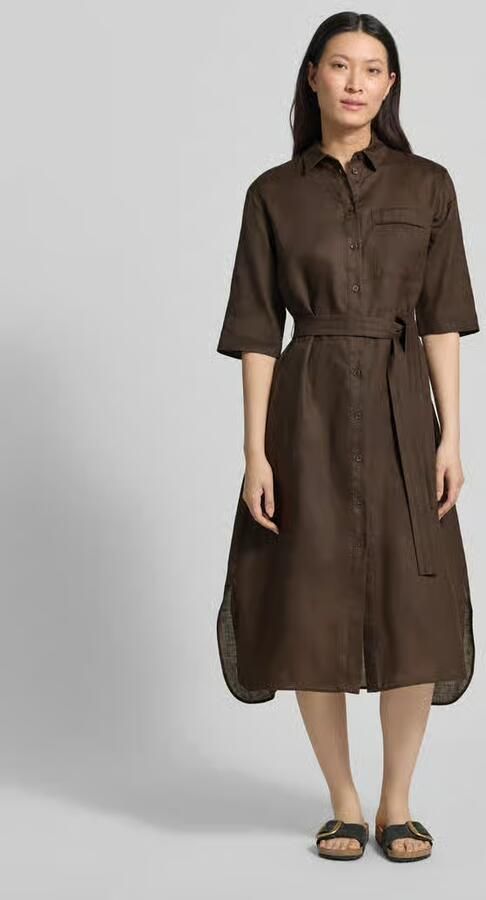 MM by Max Mara Overhemdjurk van linnen met borstzak model 'LTABELLA' - Foto 3