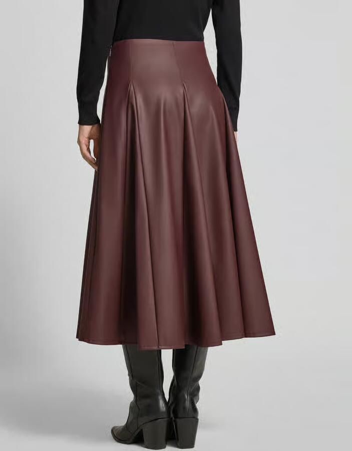 MM by Max Mara Uitlopende rok in leerlook model 'NOCERA'