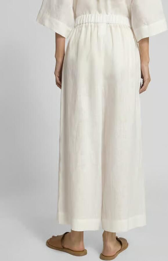 MM by Max Mara Wide leg linnen broek met elastische band model 'MINNIE' - Foto 4