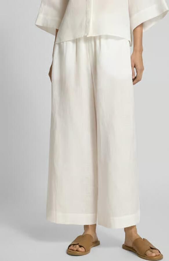 MM by Max Mara Wide leg linnen broek met elastische band model 'MINNIE' - Foto 3