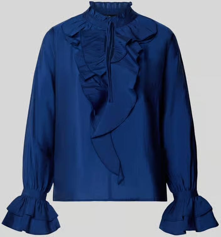 Monari Blouse met volants en strikluiting