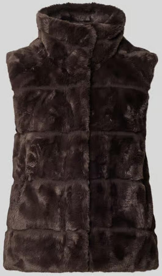 Monari Bodywarmer van imitatiebont met doorgestikte naden