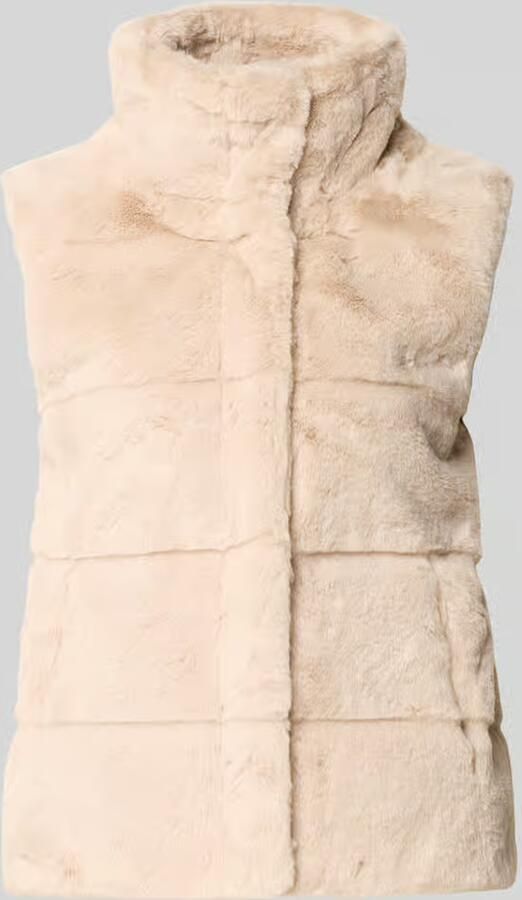 Monari Bodywarmer van imitatiebont met doorgestikte naden