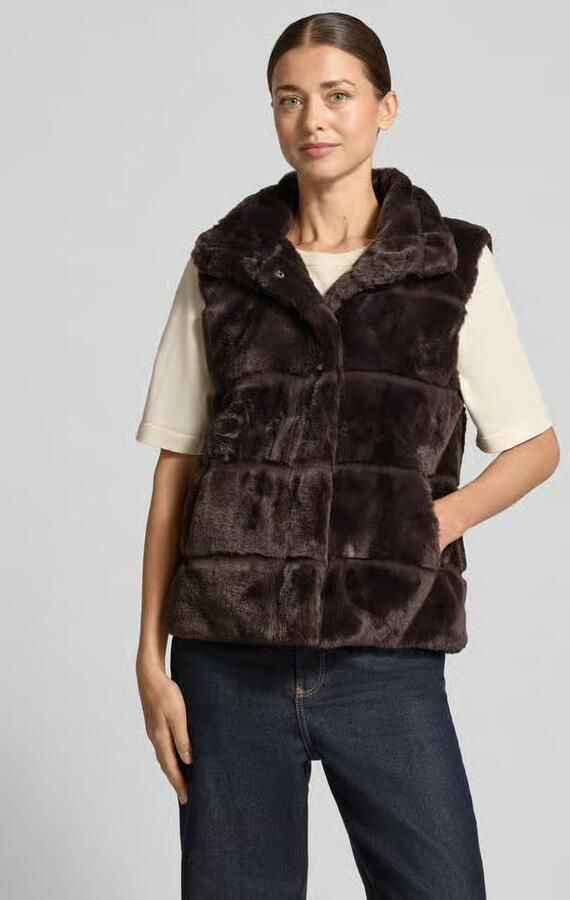 Monari Bodywarmer van imitatiebont met doorgestikte naden - Foto 2
