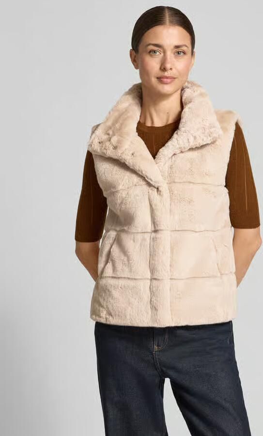 Monari Bodywarmer van imitatiebont met doorgestikte naden - Foto 2