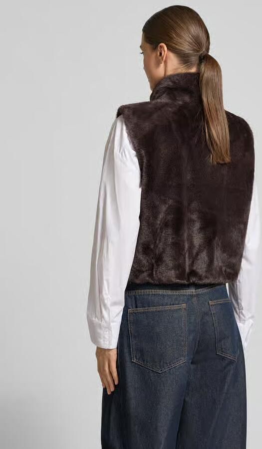 Monari Bodywarmer van imitatiebont met opstaande kraag - Foto 3