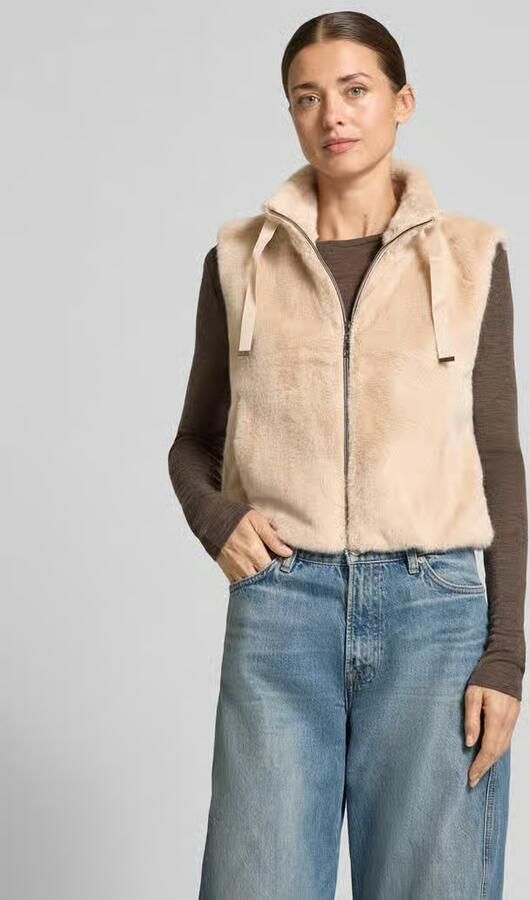 Monari Bodywarmer van imitatiebont met opstaande kraag - Foto 3