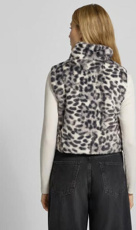 Monari Bodywarmer van imitatiebont met tweewegritssluiting