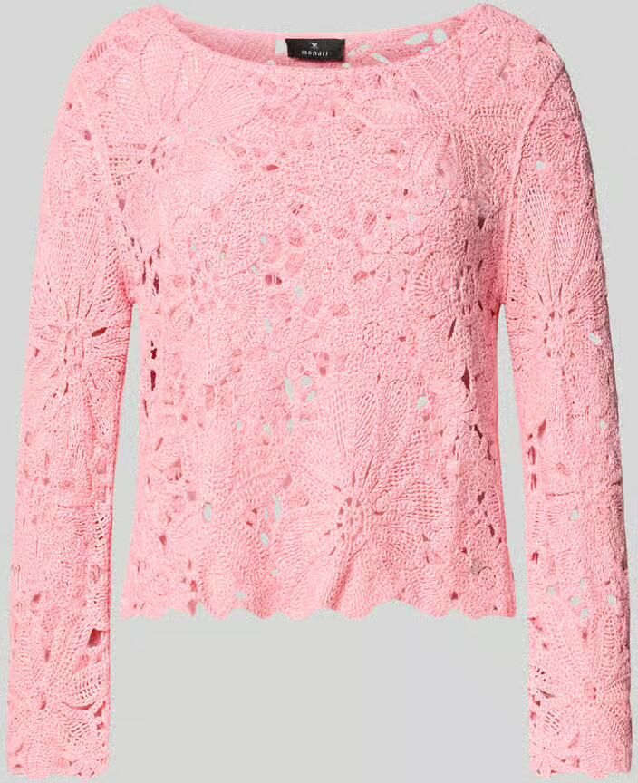 Monari Gebreid shirt met gehaakte kanten rand model 'Cornelly' - Foto 2