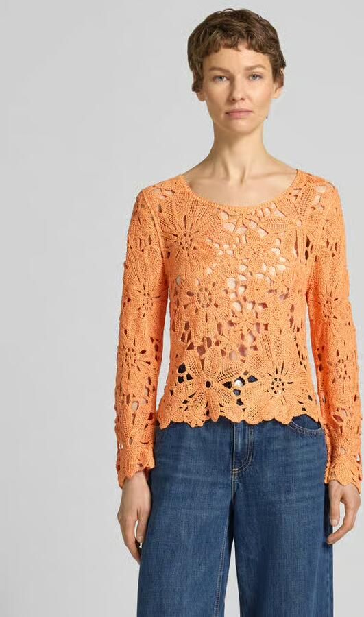 Monari Gebreid shirt met gehaakte kanten rand model 'Cornelly' - Foto 2