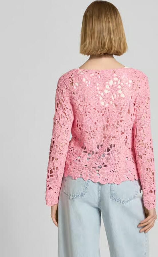 Monari Gebreid shirt met gehaakte kanten rand model 'Cornelly'