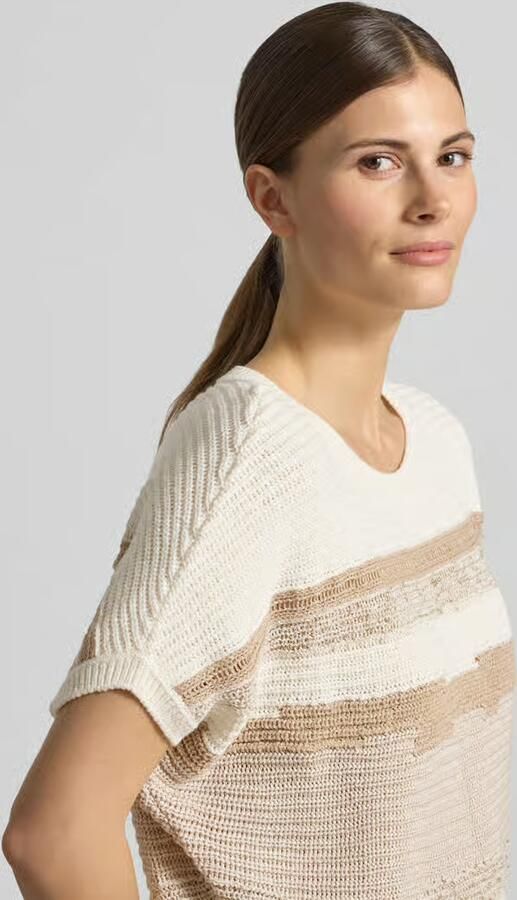 Monari Gebreid shirt met kapmouwen en ronde hals