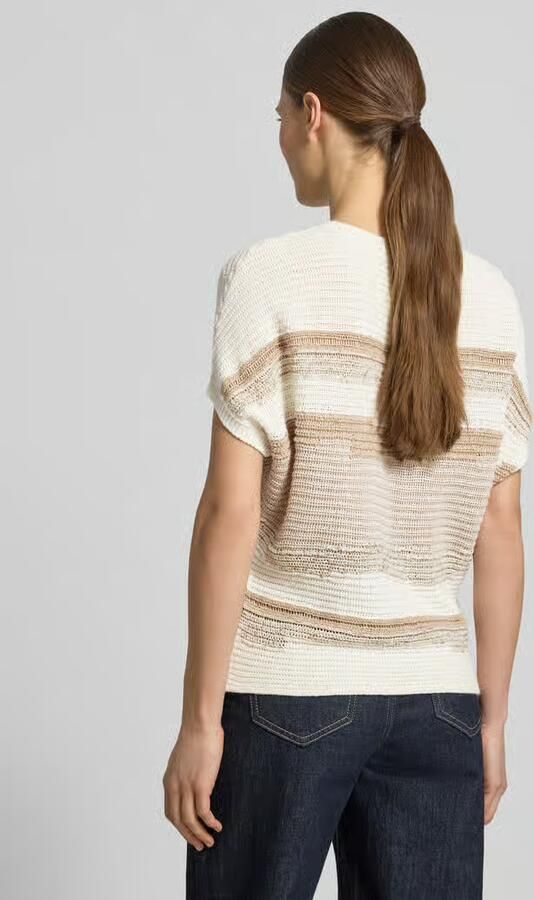 Monari Gebreid shirt met kapmouwen en ronde hals