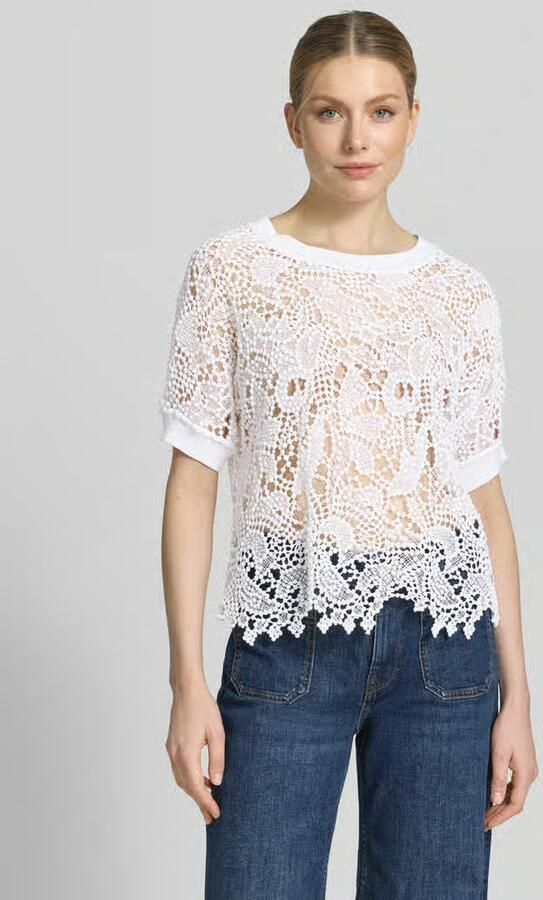 Monari Gebreid shirt van kant met ronde hals - Foto 3