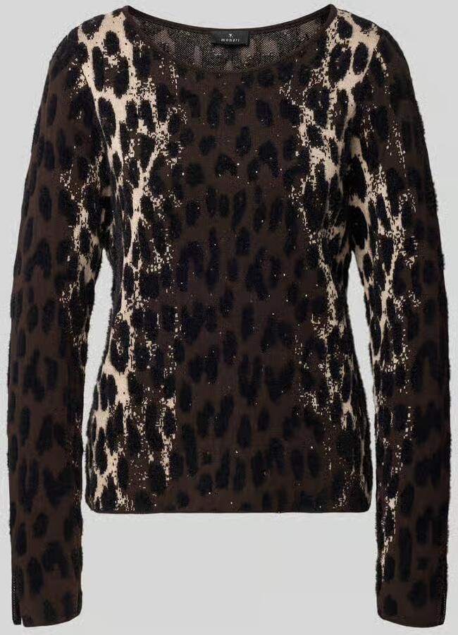 Monari Gebreide pullover in all-over look met ronde hals