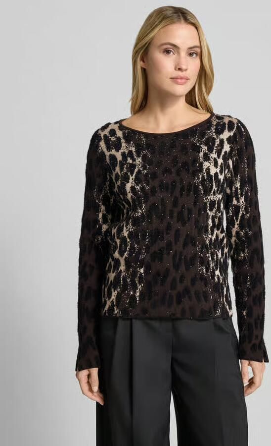 Monari Gebreide pullover in all-over look met ronde hals - Foto 2