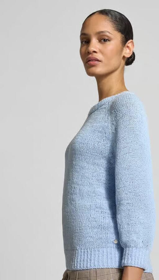 Monari Gebreide pullover met ronde hals en 3 4-mouwen