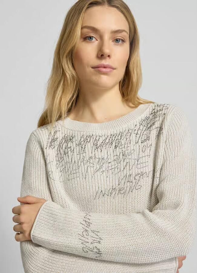 Monari Gebreide pullover met siersteentjes - Foto 2