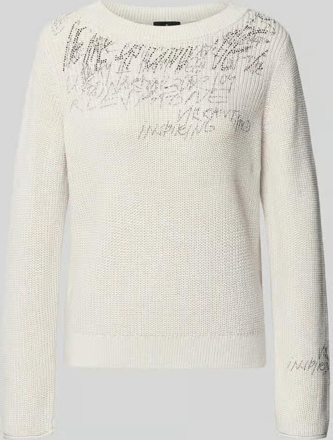 Monari Gebreide pullover met siersteentjes
