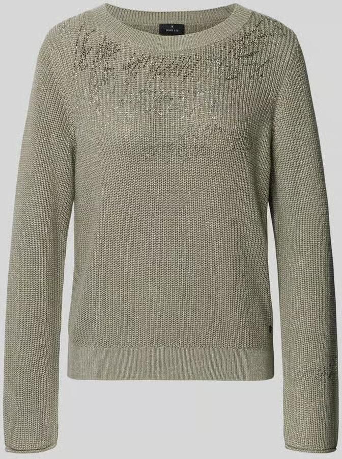 Monari Gebreide pullover met siersteentjes