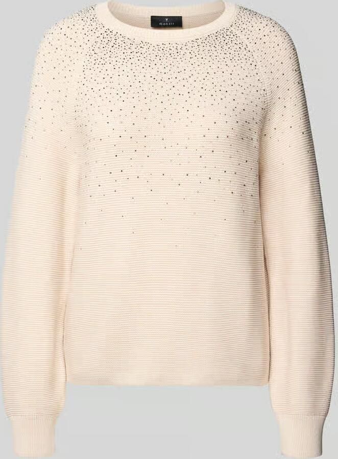 Monari Gebreide pullover met siersteentjes