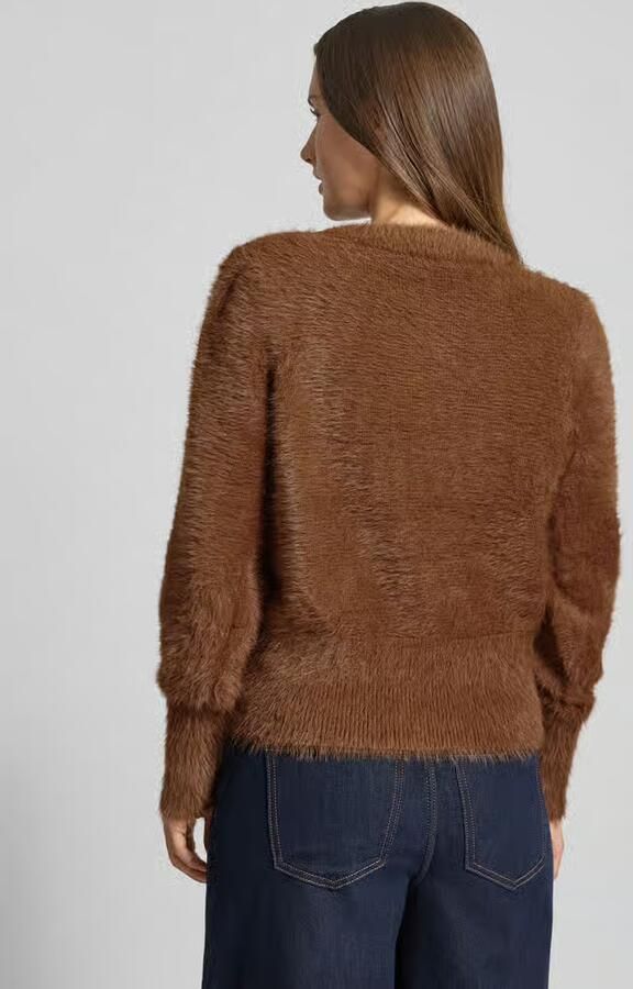 Monari Gebreide pullover van imitatiebont