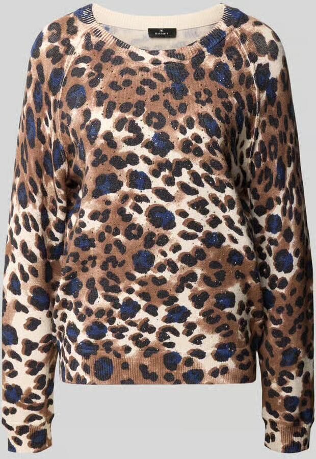 Monari Gebreide pullover van viscosemix in all-over look