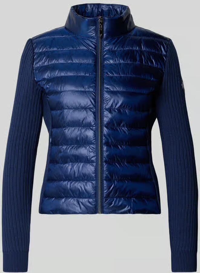 Monari Gewatteerd jack met labelpatch en mouwen in gebreid design