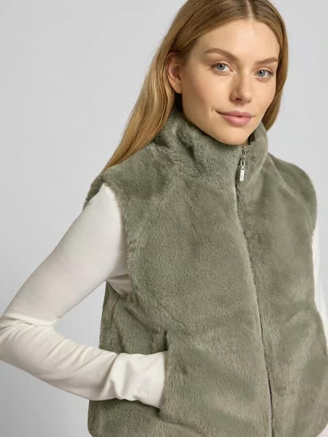 Monari Gilet van imitatiebont met steekzakken - Foto 2