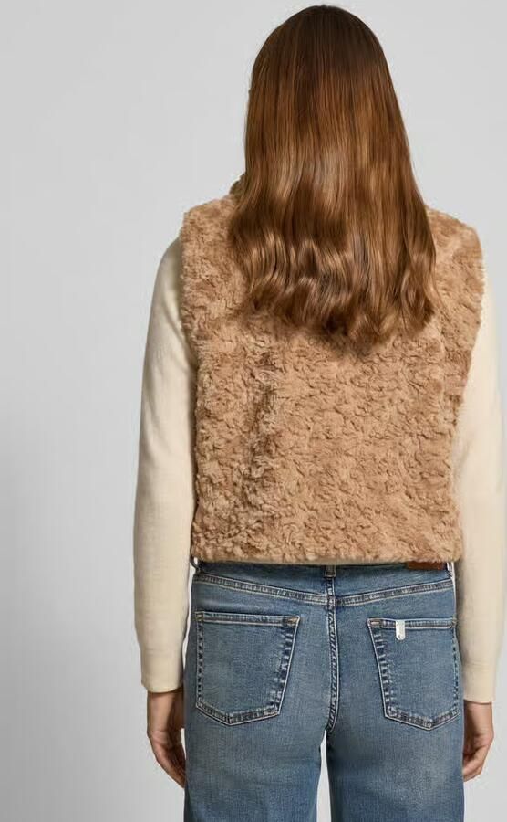 Monari Gilet van imitatiebont met tweewegsritssluiting