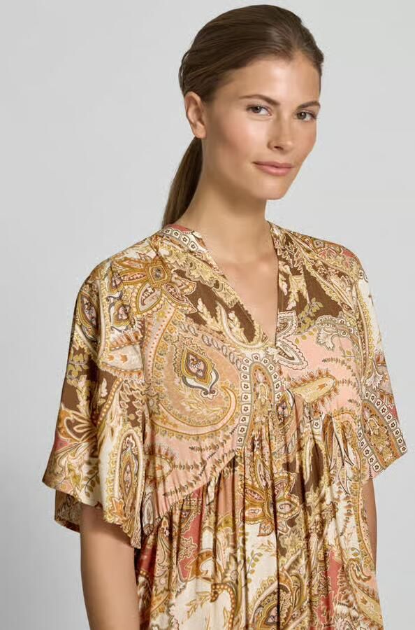 Monari maxi-jurk van viscose met tuniekkraag