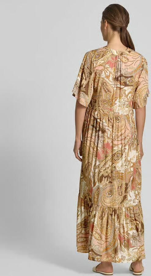 Monari maxi-jurk van viscose met tuniekkraag