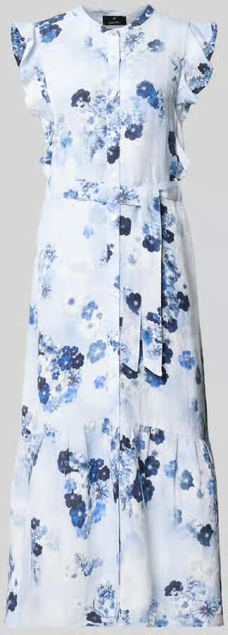 Monari midi-jurk van mix van linnen en viscose in all-over look - Foto 3