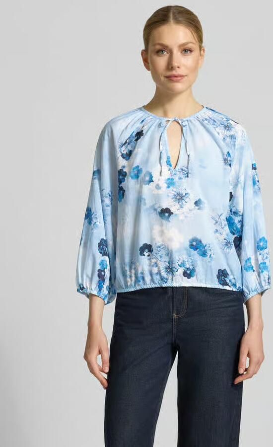 Monari regular fit blouse in all-over look met druppelvormige hals met druppelvormige cut-out - Foto 4