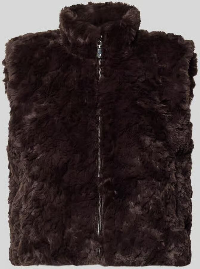 Monari Regular fit bodywarmer van imitatiebont met opstaande kraag