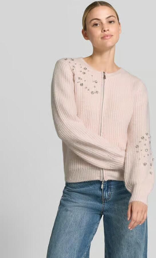 Monari Regular fit cardigan met siersteentjes - Foto 3