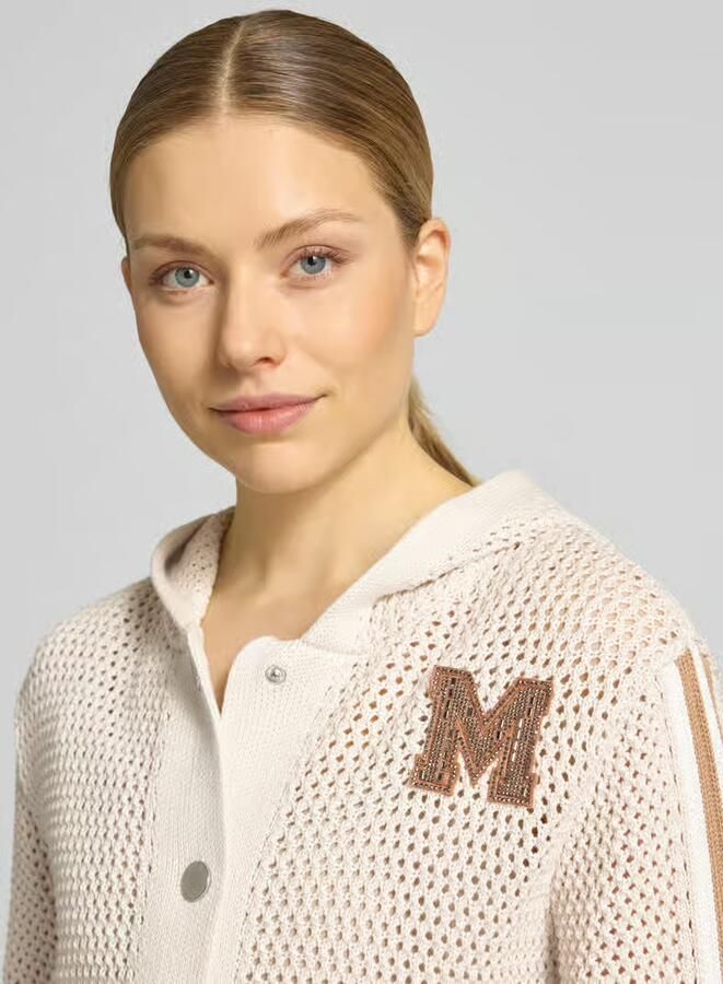 Monari regular fit gebreid jack met capuchon