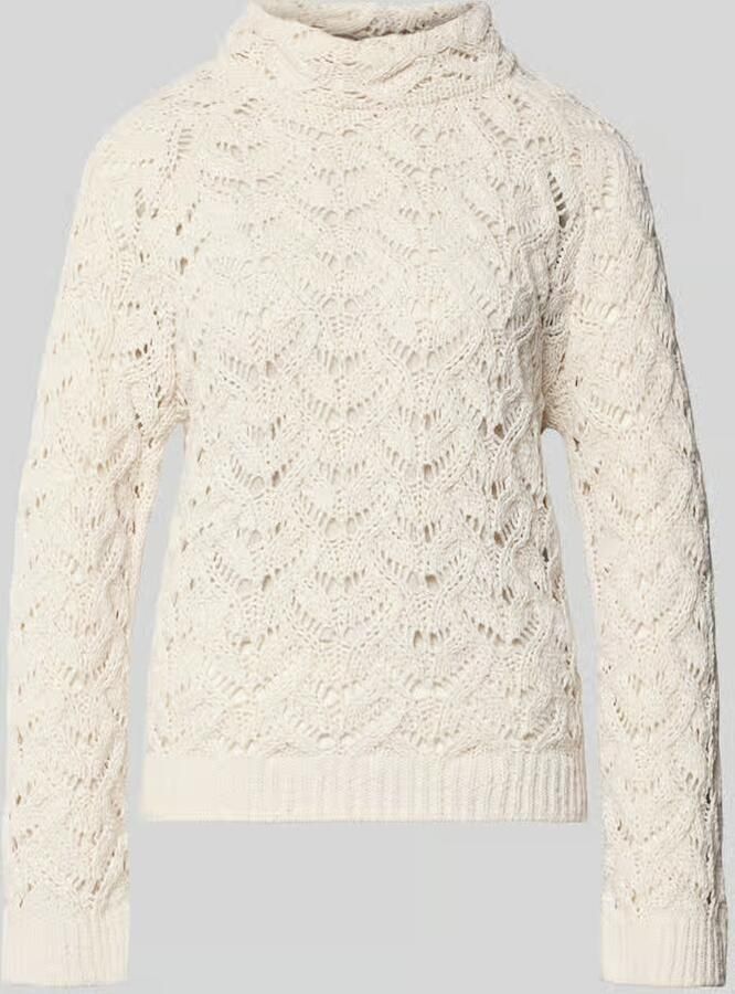 Monari Regular fit gebreide pullover met wol model 'Chenille Ajour'