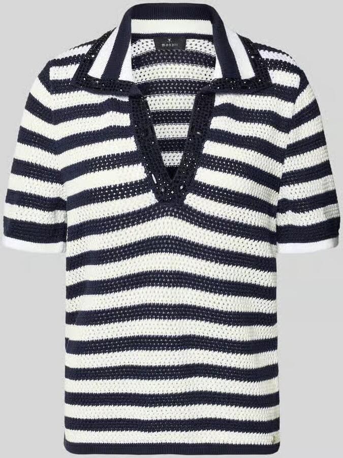 Monari regular fit poloshirt in tricotlook en sierstenen - Foto 2